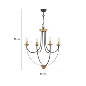 Apliqa Obito 4Lü Siyah Eskitme Modern Sarkıt Yatak odası Retro Salon Avize thumbnail 6