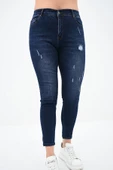 Kadın Büyük Beden Lacivert Jean Pantolon 6177-23 - 3