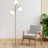 Renji 3Lü Eskitme Boyalı Beyaz Camlı Modern Tasarım Metal Lambader thumbnail 1