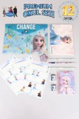 DEKOMUS LİSANSLI ELSA FROZEN 12 PARÇA KIRTASİYE SETİ ÇITÇIT DOSYA,OKUL ETİKETİ,SİLGİLİ KURŞUN KALEM,KALEMTRAŞ,BLOKNOT,RESİM DEFTERİ - 1