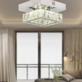 Apliqa Modina Tek Katlı Krom 3 Renkli 20 Watt Ledli 3 Renkli Kristalli Taşlı Modern Tasarım Led  Kristal Salon Avize - 1