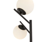 Renji 3Lü Siyah Boyalı Beyaz Camlı Modern Tasarım Metal Lambader thumbnail 5