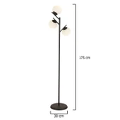 Renji 3Lü Siyah Boyalı Beyaz Camlı Modern Tasarım Metal Lambader thumbnail 6