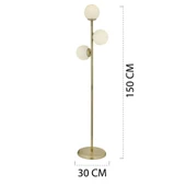 Zambak 3 Lü Eskitme Beyaz Camlı Modern Dekoratif Tasarım Metal Lambader thumbnail 8