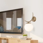 Apliqa Germaine Tekli Eskitme Beyaz Camlı Modern Yatak Başı, Salon Aplik - 1