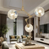 Apliqa BÜRKE 3LÜ AVİZE ESKİTME Modern Koridor Yatak Odası Salon Avize thumbnail 1