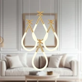 Apliqa Vojens 4'lü Yuvarlak Gold Ledli 53 Watt Kelebek Detaylı Modern Koridor, Yatak Odası Salon Sarkıt Led Avize thumbnail 1