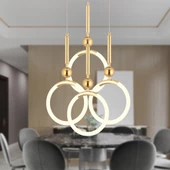 Struer 4'lü Yuvarlak Gold Ledli 89 Watt Modern Koridor, Yatak Odası Salon Sarkıt Led Avize thumbnail 1