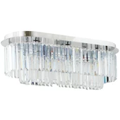 Apliqa Nilüfer Dikdörtgen Krom  Kristalli, Taşlı Modern Tasarım Yemek Masası Üstü, Kristal Salon Avize thumbnail 4