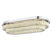 Apliqa Valeria 2 Katlı Elips Plafonyer Elips Ledli 3 Renkli  Kristalli Taşlı Modern Tasarım Led Kristal Salon Avize - 2