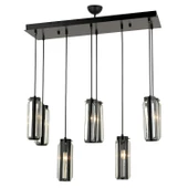 Apliqa Natali 8 Li Sıralı Siyah Salon- Modern Tasarım Yemek Masası Üstü Salon Sarkıt Avize thumbnail 2