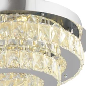 Apliqa Valeria 2 Katlı Elips Plafonyer Elips Ledli 3 Renkli  Kristalli Taşlı Modern Tasarım Led Kristal Salon Avize - 4