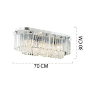 Apliqa Nilüfer Dikdörtgen Krom  Kristalli, Taşlı Modern Tasarım Yemek Masası Üstü, Kristal Salon Avize thumbnail 10