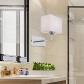 Apliqa Rylee Tekli Beyaz Şapkalı Krom Duvar Lambası Yatak Odası-yatak Başı-banyo Için Modern Aplik - 1