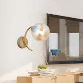 Pireal Tekli Eskitme Bal Camlı Modern Yatak Başı, Salon Aplik thumbnail 1