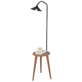 Clifferd Siyah Başlıklı Ahşap Sehpalı Modern  Ayaklı Abajur Lamba Ahşap Lambader thumbnail 2