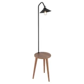 Clifferd Siyah Başlıklı Ahşap Sehpalı Modern  Ayaklı Abajur Lamba Ahşap Lambader thumbnail 3