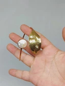 İnci Taşı Yaprak Motifli Bakır Bileklik (52584) thumbnail 4