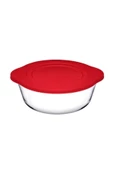Paşabahçe 59133 Kırmızı Kapaklı Borcam Yuvarlak Tencere Silikon Kapaklı 840 CC 25x22 CM - 3