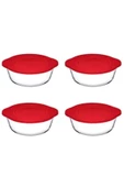 Paşabahçe 59133 Kırmızı Kapaklı Borcam Yuvarlak Tencere Silikon Kapaklı 840 CC 25x22 CM - 5