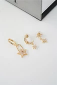 Kadın Vip Seri Zirkon Taşlı Ay ve Yıldız Model 3'lü Küpe Seti thumbnail 1