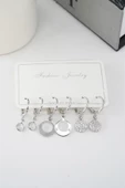 Kadın Zirkon Taşlı Sallantılı Oval Figürlü Klipsli 6'lı Küpe Seti thumbnail 3