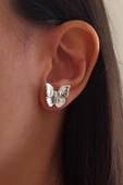Kadın Özel Tasarım 2 cm Kelebek Model Küpe zyna004 thumbnail 2
