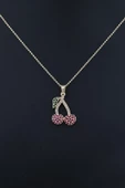 Kadın Kiraz Figürlü Zirkon Taşlı Kolye thumbnail 3