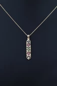 Kadın Renkli Vintage :Kilim Desenli Zirkon Taşlı Kolye - 2