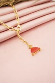 Kadın Özel Tasarım Kırmızı Zirkon Taşlı Kolye thumbnail 1