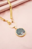Kadın Özel Tasarım Hayat Ağacı Figürlü Yılan Zincir Kolye thumbnail 3