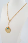 Kadın Özel Tasarım Nazar Boncuklu ve Yuvarlak Plakalı Kolye thumbnail 2