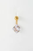 Kadın 316L Anti Alerjenik Topcuklu Baget Zirkon Taşlı Göbek Piercing thumbnail 1