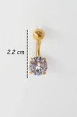 Kadın 316L Anti Alerjenik Topcuklu Oval Baget Zirkon Taşlı Göbek Piercing thumbnail 2