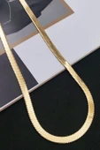 Kadın 316 L Paslanmaz Çelik 40 cm Gold Renk İtalyan Zincir  Kolye - 5