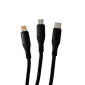FitPlus 3in1 USB to Type-C / Lightning / Micro 1.2m Örgü Şarj Kablosu - 1