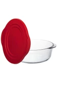 Paşabahçe 59001 Kırmızı Silikon Kapaklı Büyük Borcam Tencere 2100 CC 25x22 CM - 1
