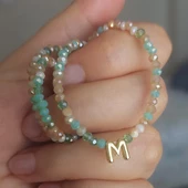 Vaoov 925 Ayar Gümüş Pastel Renkli Kristal Taşlı Harf Kolye thumbnail 2