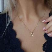 Vaoov 925 Ayar Gümüş Minimal Harf Kolye thumbnail 1