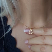 Vaoov 925 Ayar Gümüş Minimal Harf Kolye thumbnail 4