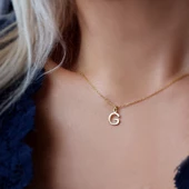 Vaoov 925 Ayar Gümüş Minimal Harf Kolye thumbnail 3