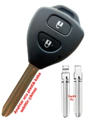Toyota Corolla Auris Rav4 Hilux Uyumlu TOY43 Uçlu Logolu Kumanda Anahtar Kabı Oto Anahtarlık 2 Tuşlu - 1
