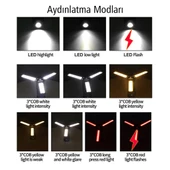 Powermaster PM-24565 25 Watt USB TYPE-C Girişli P50 Ve Cob Ledli 2 Kanatlı Kollu Çalışma Lambası - 5