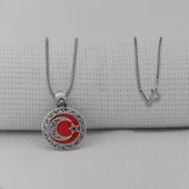 Gravür İşlemeli 925 Ayar Gümüş Küçük Boy Ay Yıldız Kolye thumbnail 1