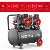 KOBB KBK50S2 4.0HP 50Lt 8Bar Çift Motorlu Yağsız Sessiz Taşınabilir Hava Kompresörü - 2