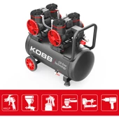 KOBB KBK50S2 4.0HP 50Lt 8Bar Çift Motorlu Yağsız Sessiz Taşınabilir Hava Kompresörü - 3