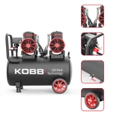 KOBB KBK50S2 4.0HP 50Lt 8Bar Çift Motorlu Yağsız Sessiz Taşınabilir Hava Kompresörü - 6