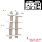 Modilayn NERGİS 4 Lü Duvar Rafı, Moderen Ahşap, baharatlık, çerçeve, Kitaplık - 3