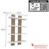 Modilayn NERGİS 4 Lü Duvar Rafı, Moderen Ahşap, baharatlık, çerçeve, Kitaplık - 4