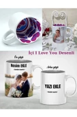 Kişiye Özel Fotoğraf Ve Yazı Baskılı I Love You Desenli Beyaz Kupa Bardak - 1
